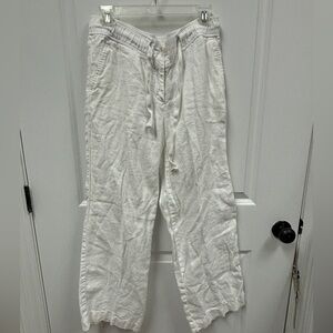 Loft White Linen Pants; Sz S